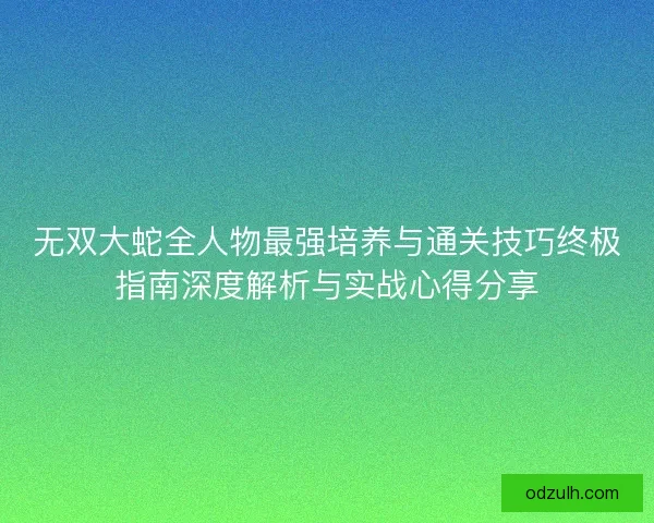 无双大蛇全人物最强培养与通关技巧终极指南深度解析与实战心得分享