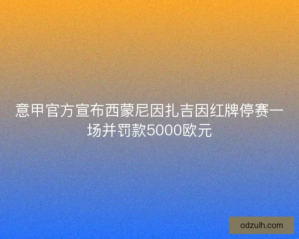 意甲官方宣布西蒙尼因扎吉因红牌停赛一场并罚款5000欧元