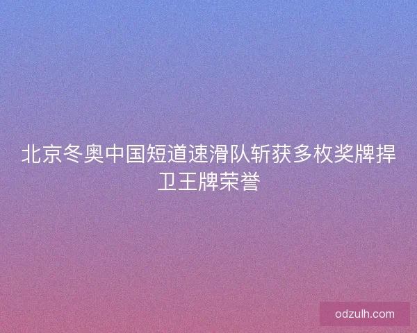 北京冬奥中国短道速滑队斩获多枚奖牌捍卫王牌荣誉