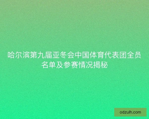 哈尔滨第九届亚冬会中国体育代表团全员名单及参赛情况揭秘 哈尔滨第九届亚冬会中国体育代表团全员名单及参赛情况揭秘