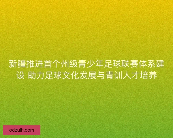 新疆推进首个州级青少年足球联赛体系建设 助力足球文化发展与青训人才培养