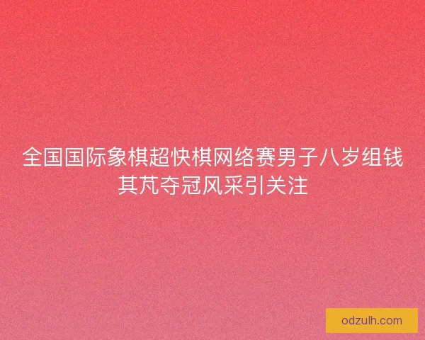 全国国际象棋超快棋网络赛男子八岁组钱其芃夺冠风采引关注